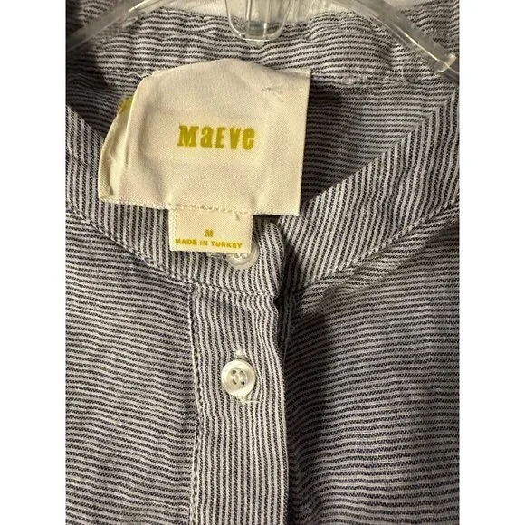 Maeve By Anthropologie Women’s Size Medium Popover Ruffled Blue Top Shirt Blouse - Picture 6 of 8